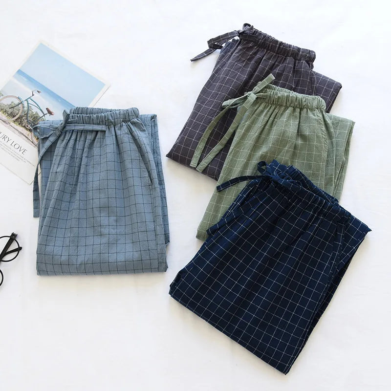 Pajama Pants Woman Cotton Home Trousers Autumn and Winter Plaid Trousers Elastic Waist Tie Girl Sleeping Pants Soft Fashion