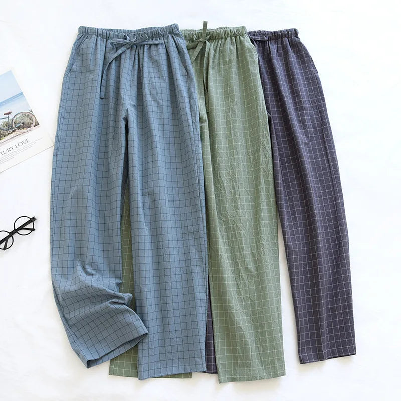 Pajama Pants Woman Cotton Home Trousers Autumn and Winter Plaid Trousers Elastic Waist Tie Girl Sleeping Pants Soft Fashion