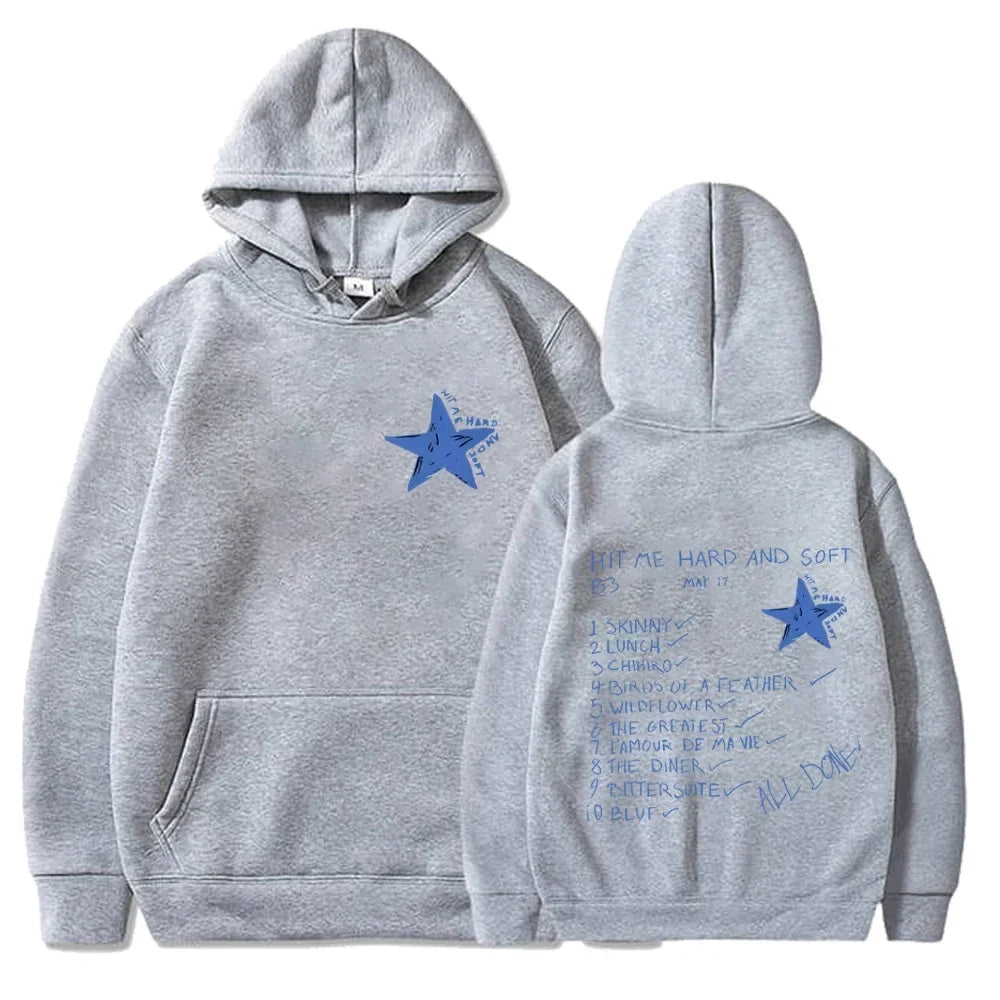 Hip Hop Hoodies Hit Me Hard and Soft 2024 Tour Hooded Pullover Men Women Fleece Casual Sweatshirts Fashion Loose Gothic Hoodie