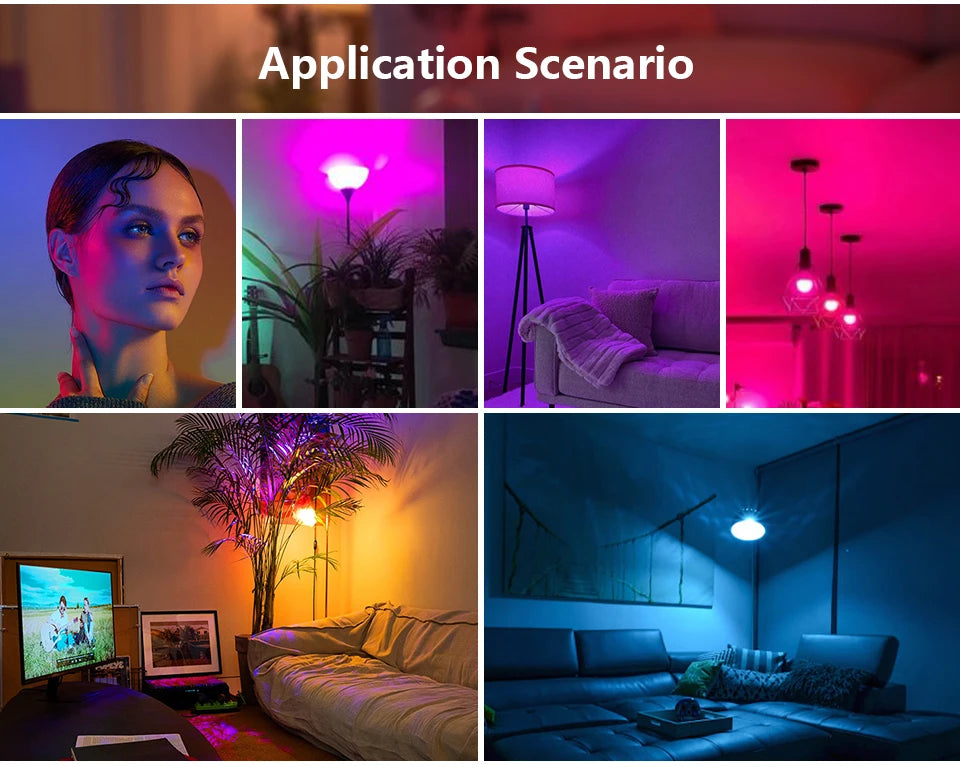 16 Colors RGB Bulb LED Multicolor Bulb E27 Base 220V Household Lighting Dimmable 24 Key Remote Control Atmosphere Neon Light