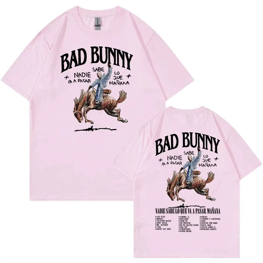 Bad Bunny Most Wanted Tour T Shirts Nadie Sabe Lo Que Va Pasar Manana Hip Hop Clothing T-shirt Men Vintage Oversized Cotton Tees