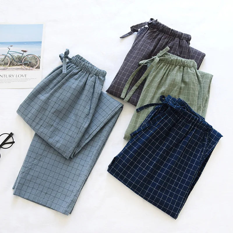 Pajama Pants Woman Cotton Home Trousers Autumn and Winter Plaid Trousers Elastic Waist Tie Girl Sleeping Pants Soft Fashion