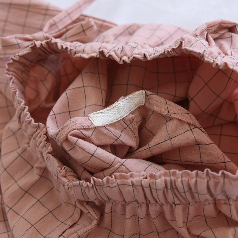 Pajama Pants Woman Cotton Home Trousers Autumn and Winter Plaid Trousers Elastic Waist Tie Girl Sleeping Pants Soft Fashion