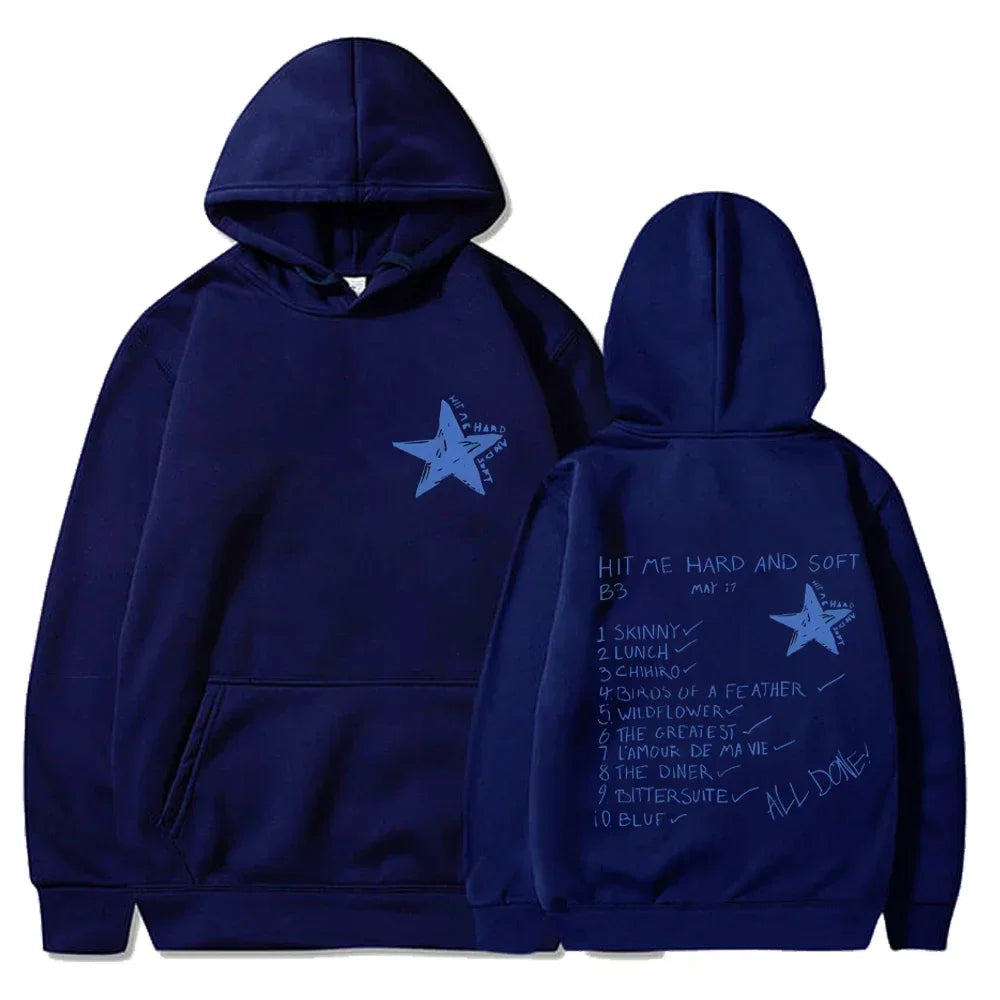 Hip Hop Hoodies Hit Me Hard and Soft 2024 Tour Hooded Pullover Men Women Fleece Casual Sweatshirts Fashion Loose Gothic Hoodie