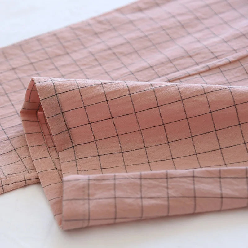Pajama Pants Woman Cotton Home Trousers Autumn and Winter Plaid Trousers Elastic Waist Tie Girl Sleeping Pants Soft Fashion
