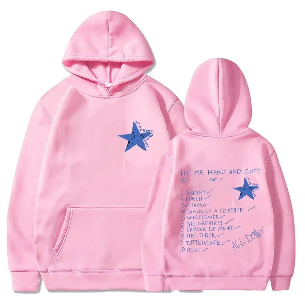 Hip Hop Hoodies Hit Me Hard and Soft 2024 Tour Hooded Pullover Men Women Fleece Casual Sweatshirts Fashion Loose Gothic Hoodie