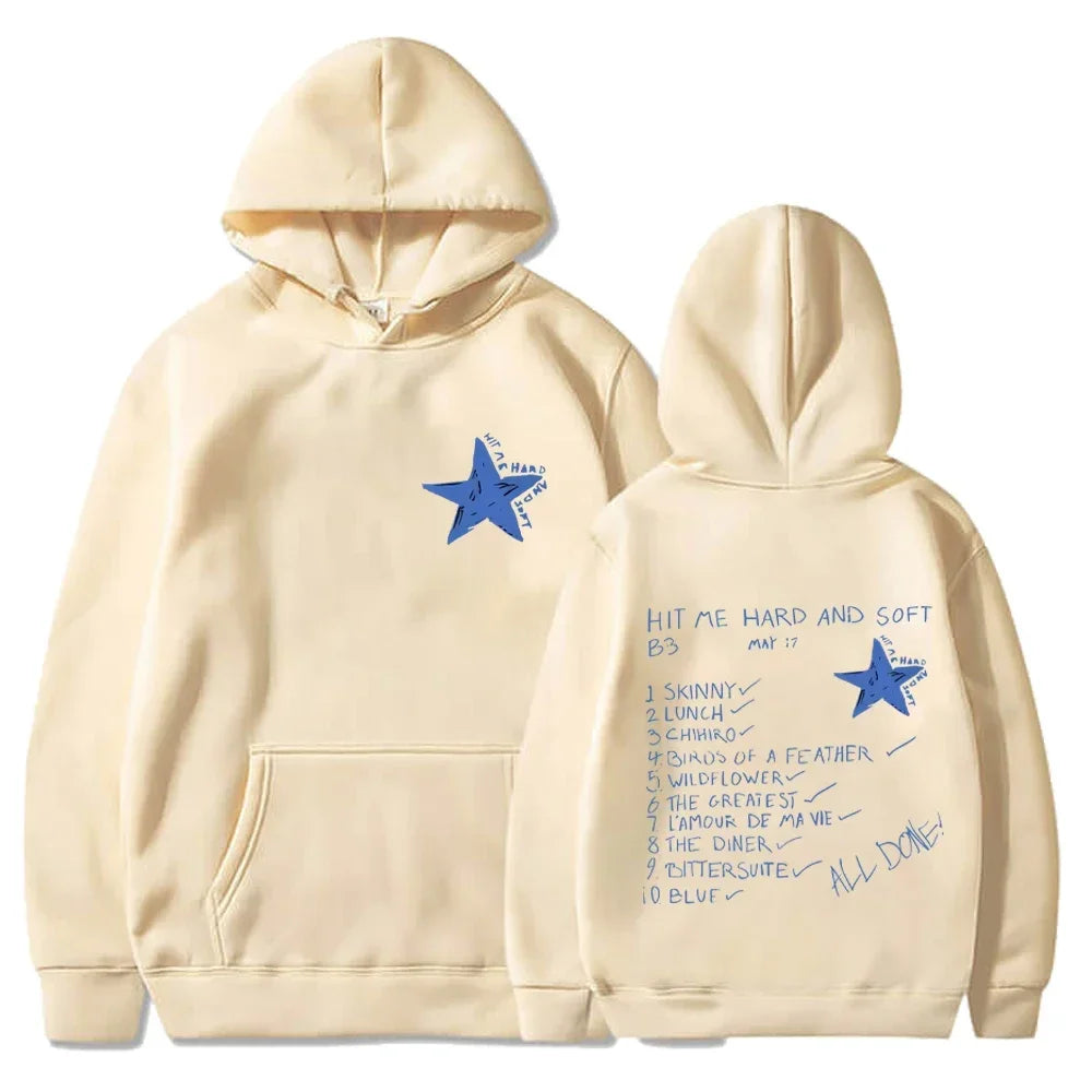 Hip Hop Hoodies Hit Me Hard and Soft 2024 Tour Hooded Pullover Men Women Fleece Casual Sweatshirts Fashion Loose Gothic Hoodie
