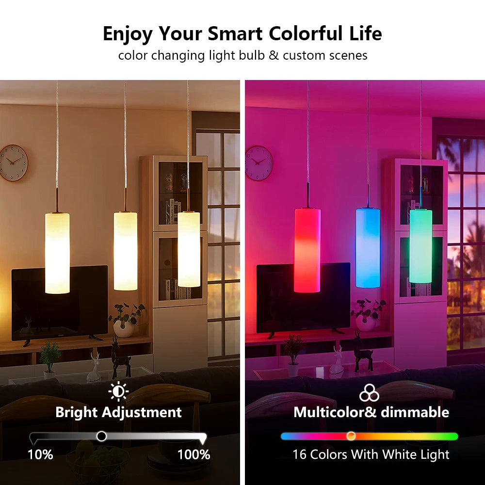 16 Colors RGB Bulb LED Multicolor Bulb E27 Base 220V Household Lighting Dimmable 24 Key Remote Control Atmosphere Neon Light